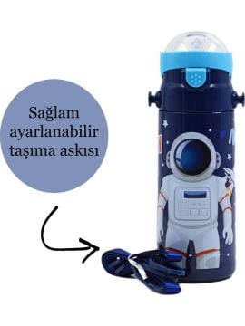 Muggle Pipetli Çelik Matara Uzay Desenli Astronot 550 ml