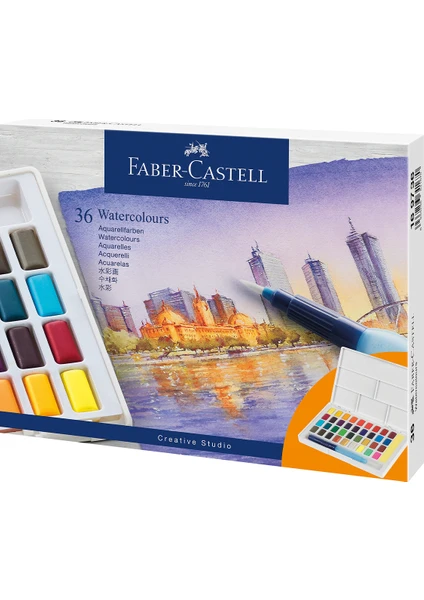 Faber-Castell 36'lı Tablet Suluboya Set Renkli Boya Metal Kutu