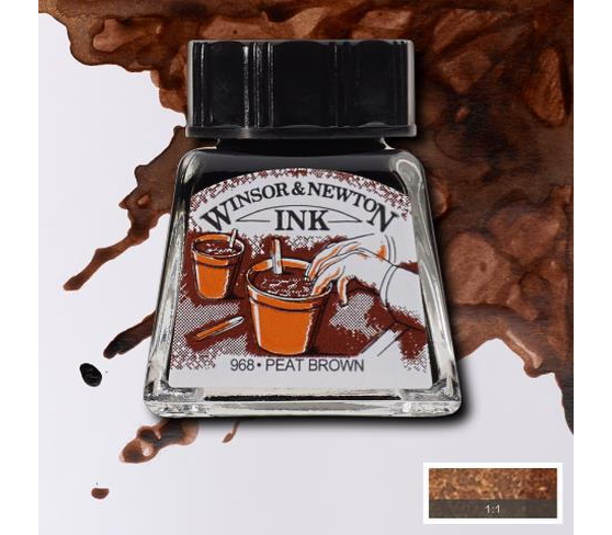 Winsor & Newton Drawing Ink Çizim ve Çini Mürekkebi 14 ml 469 Peat Brown