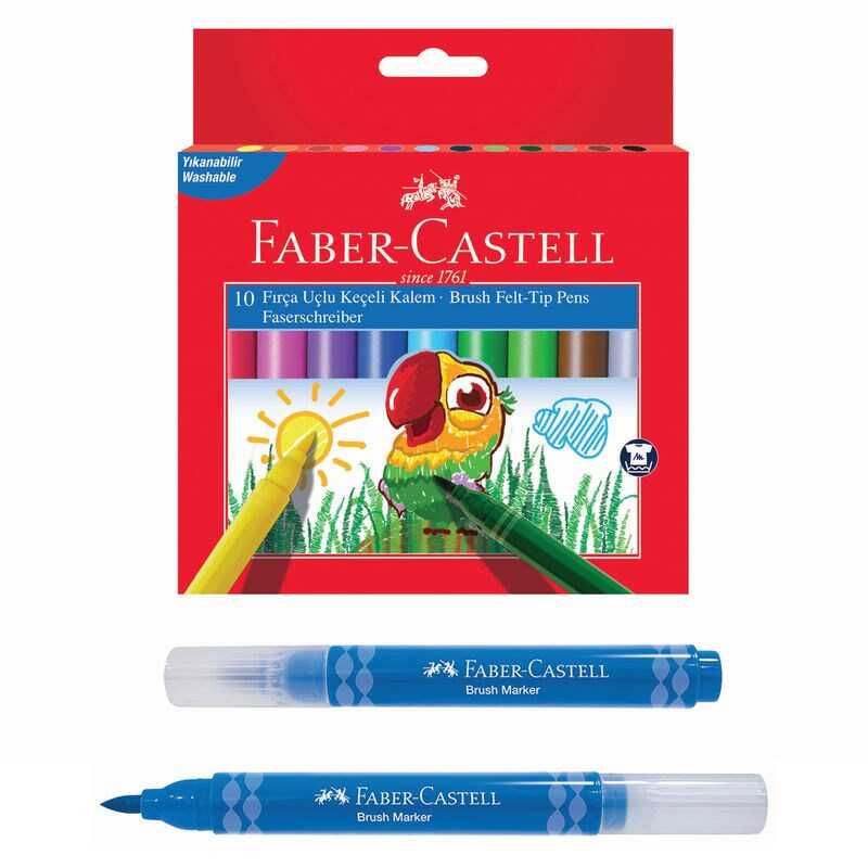 Faber-Castell Jumbo Keçeli Kalem Brush Fırça Uçlu 10 Renk