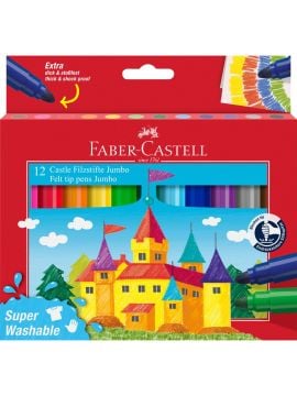 Faber Castell Jumbo Keçeli Kalem 12 Renk Yıkanabilir SüperWashable