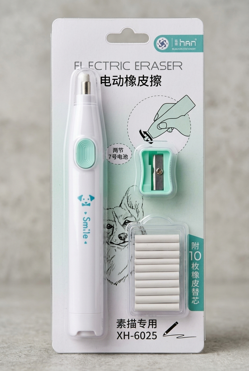 Smile Pastel Yeşil Pilli (Elektrikli) Hassas Çizim ve Tasarım Silgi Seti