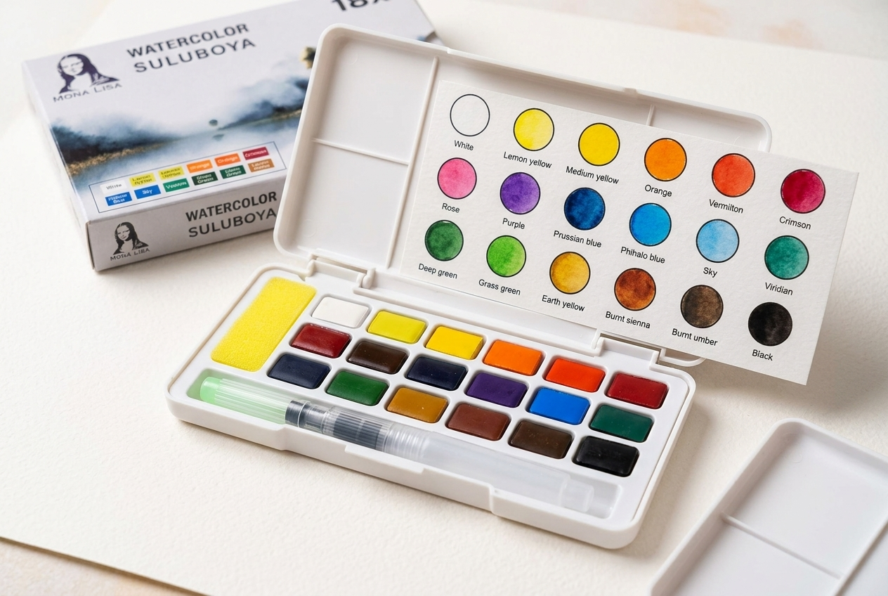 Mona Lisa Profesyonel Sulu Boya 18 Renk Tablet Suluboya Set