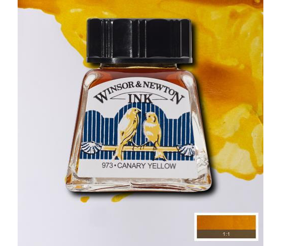 Winsor & Newton Drawing Ink Çizim ve Çini Mürekkebi 14 ml 123 Canary Yellow