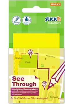 Stickn Post-it Yapışkanlı Not Kağıdı Yarı Saydam Neon Sarı 76*51mm 50 Yaprak