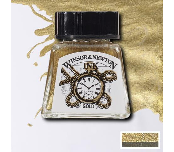 Winsor & Newton Drawing Ink Çizim ve Çini Mürekkebi 14 ml 283 Gold