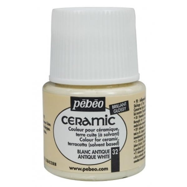 Pebeo Cam Ceramic Seramik Boyası 32 Antique White-Antik Beyaz 45ML.