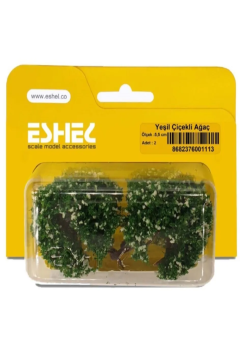 Eshel Maket Yeşil Çiçekli Ağaç 2'li Set 5.5 cm