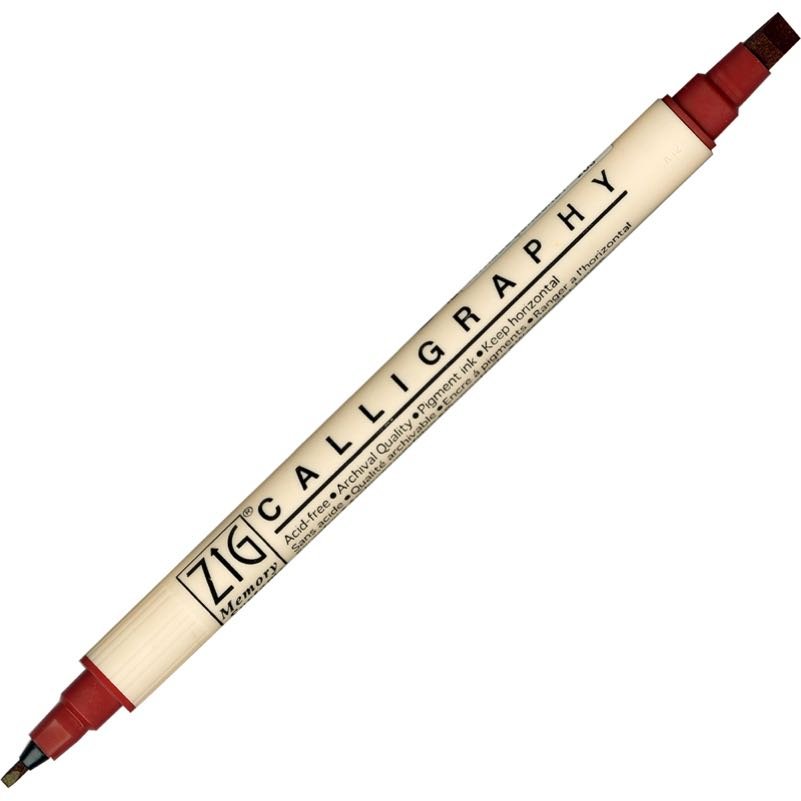 Zig Calligraphy Çift Uçlu Kaligrafi Kalemi 2 mm + 5 mm 203-Antique Burgundy