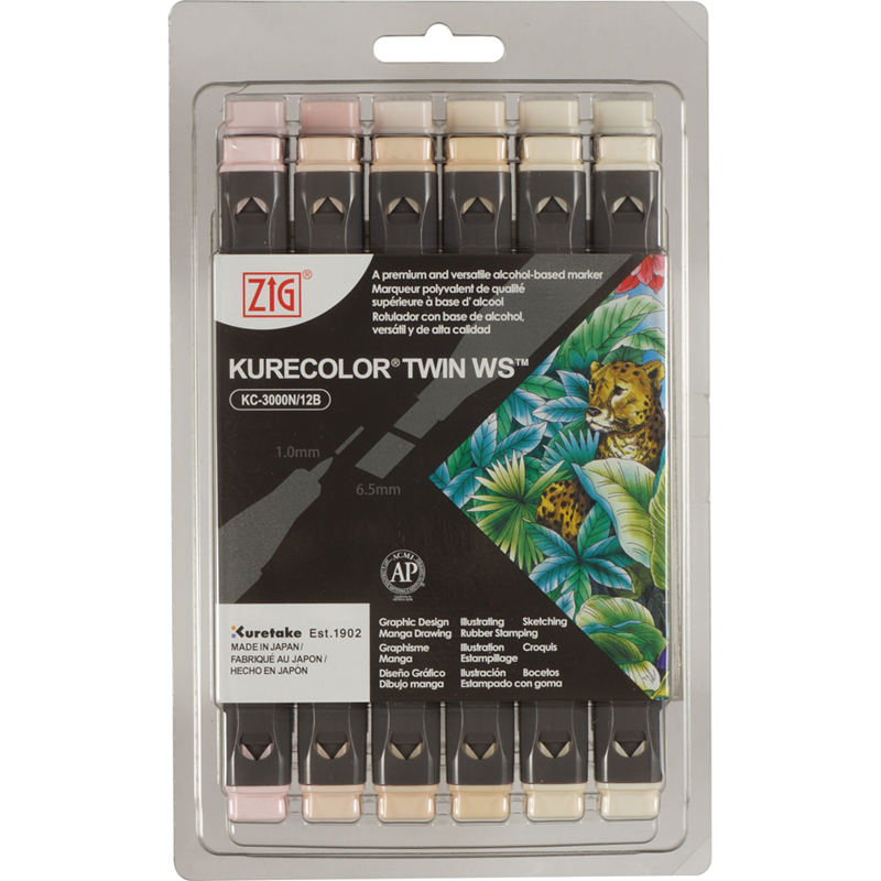 Zig Kurecolor Twin S Marker Kalem 12 Renk Set NEUTRAL&NATUREL COLORS