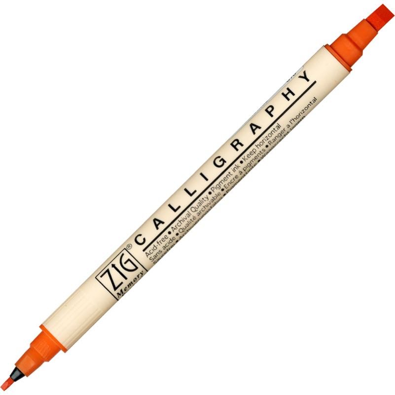 Zig Calligraphy Çift Uçlu Kaligrafi Kalemi 2 mm + 5 mm 070-Pure Orange