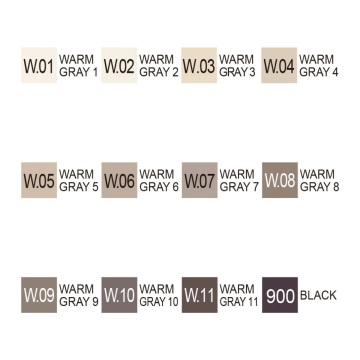 Zig Kurecolor Twin S Marker Kalem 12 Renk Set Warm Grey Colors