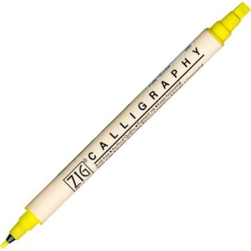 Zig Calligraphy Çift Uçlu Kaligrafi Kalemi 2 mm + 5 mm 050-Pure Yellow