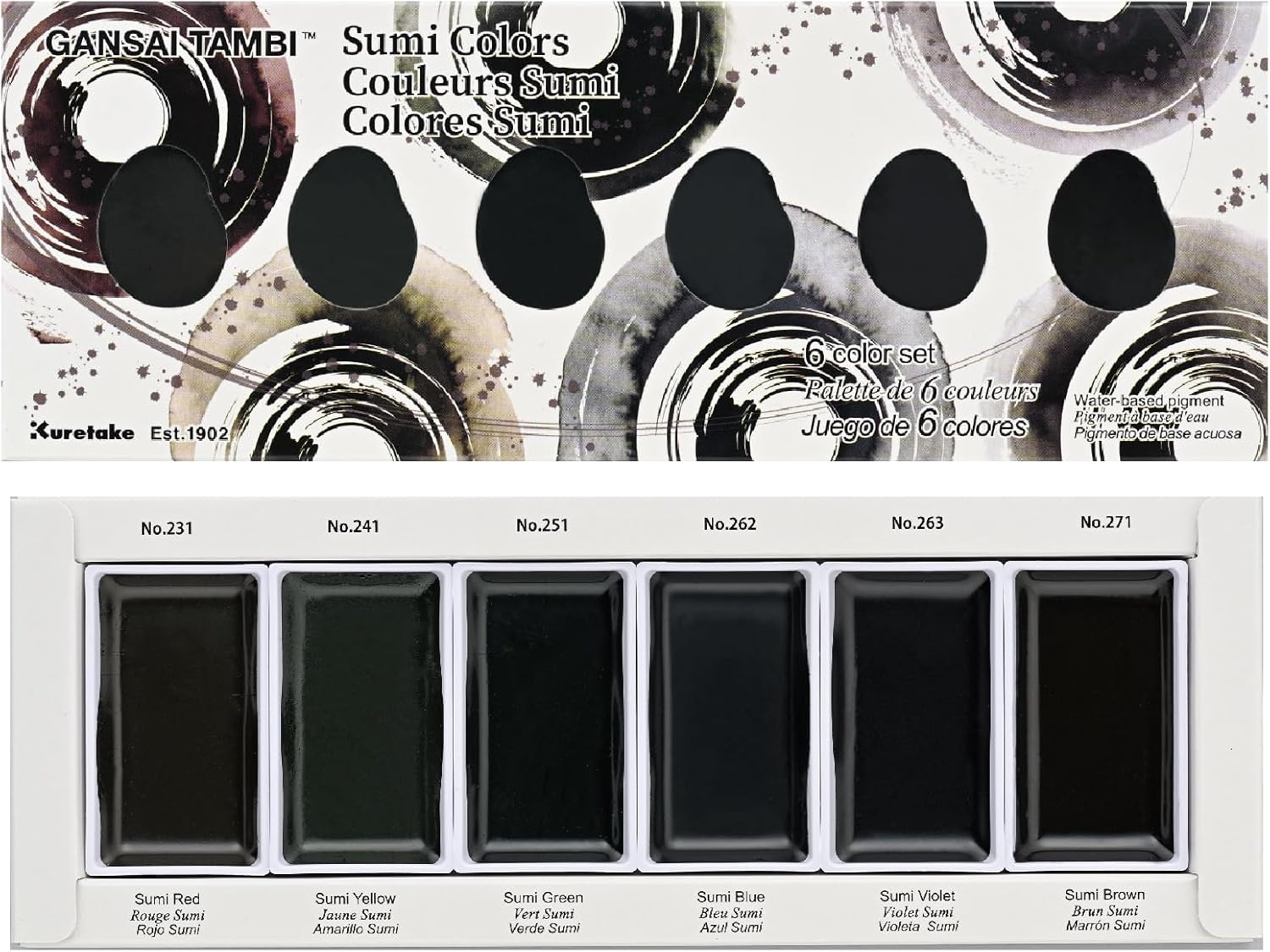 Zig Kuretake Gansai Tambi Sumi Renkleri Sulu Boya 6 Renk