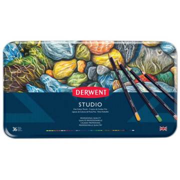 Derwent Studio Pencils Kuruboya Kalemi Metal Kutu 36'lı