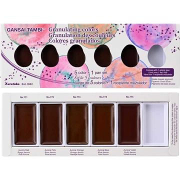 Zig Kuretake Gansai Tambi Granulating Colors Sulu Boya 5 Renk + 1 Boş Küvet