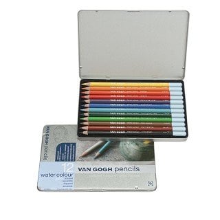 Van Gogh Watercolor Sulu Boya Kalemi Metal Kutu 12'li