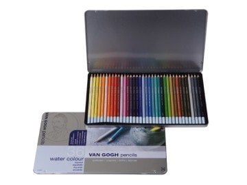 Van Gogh Watercolor Sulu Boya Kalemi Metal Kutu 36'lı