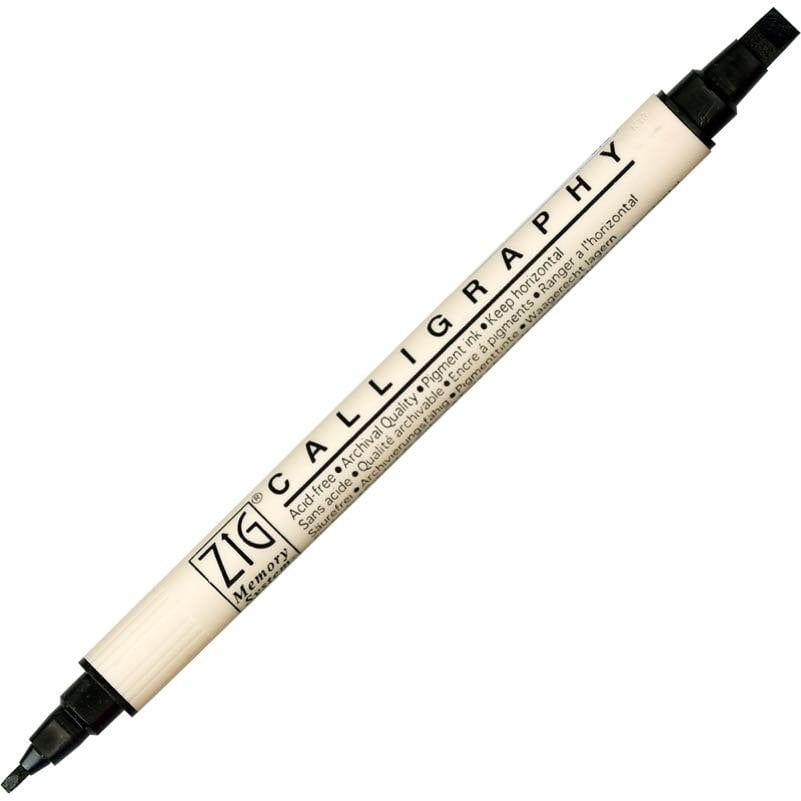 Zig Calligraphy Çift Uçlu Kaligrafi Kalemi 2 mm + 5 mm 010-Pure Black