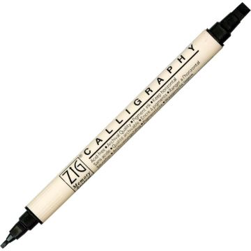 Zig Calligraphy Çift Uçlu Kaligrafi Kalemi 2 mm + 5 mm 010-Pure Black