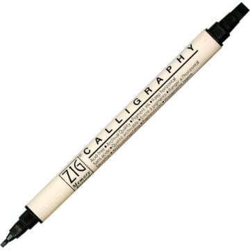 Zig Calligraphy Çift Uçlu Kaligrafi Kalemi 2 mm + 5 mm 010-Pure Black