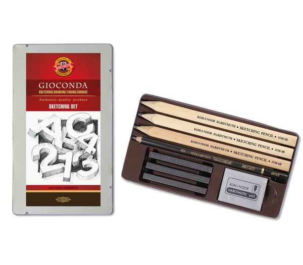 Koh-i Noor Gioconda Sketching Set Yassı Uçlu Çizim Seti Metal Kutu