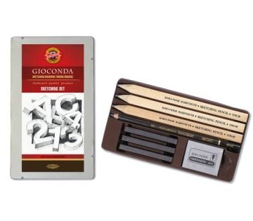 Koh-i Noor Gioconda Sketching Set Yassı Uçlu Çizim Seti Metal Kutu