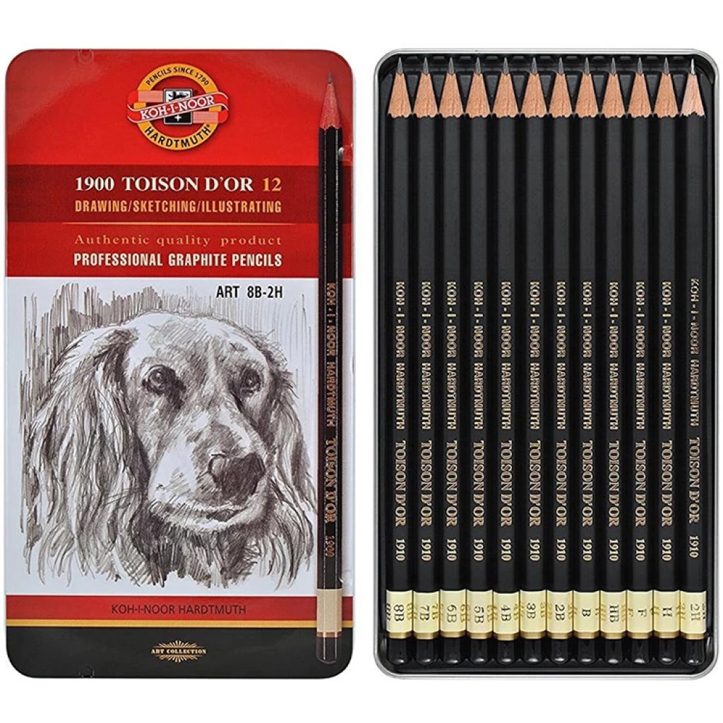 Koh-i Noor Toison D'or Profesyonel Dereceli Kalem Seti 8B-2H Metal Kutu