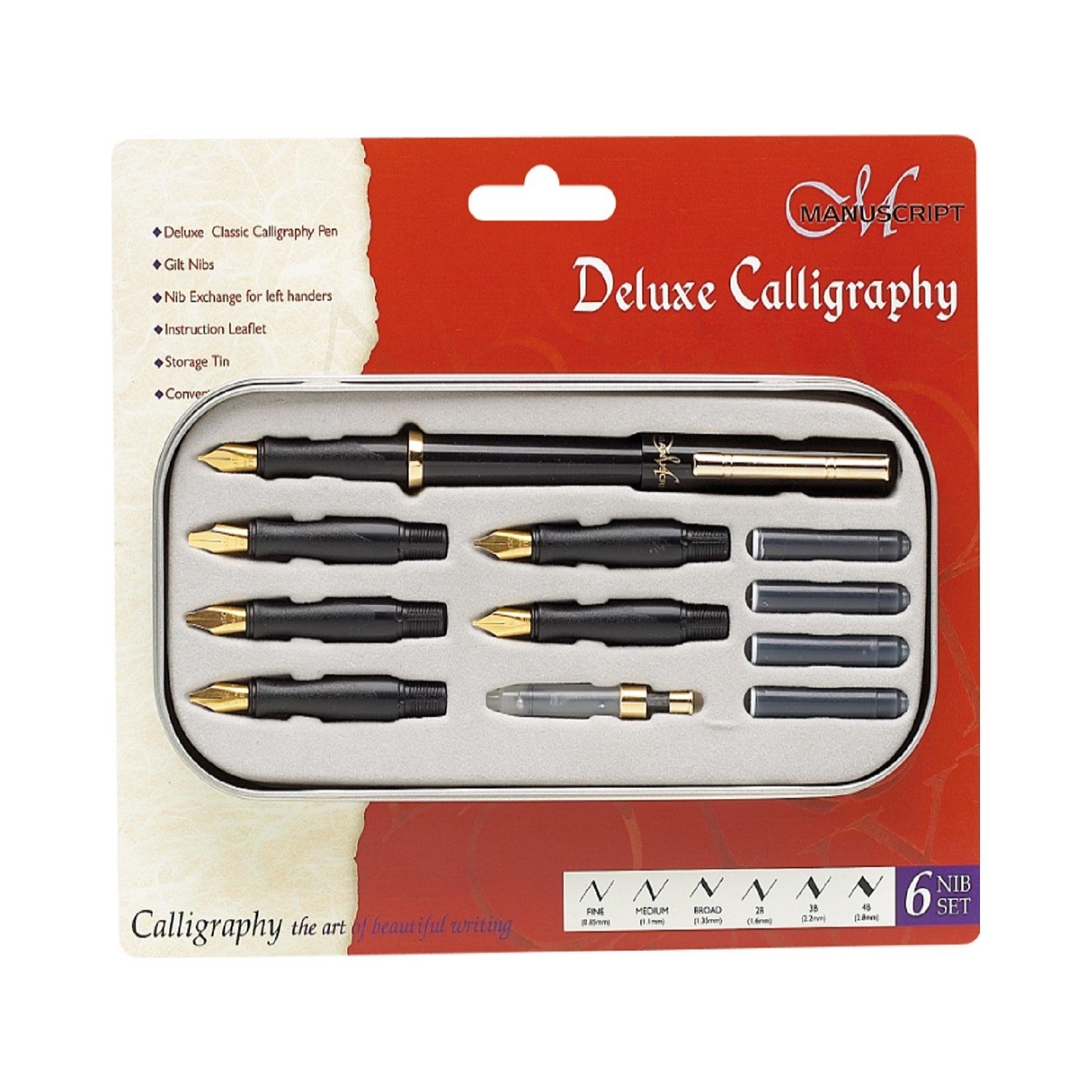 Manuscript Deluxe Kaligrafi Seti Sol El Yan Kesik + 5 Yedek Uç + 4 Kartuş +  Pompa