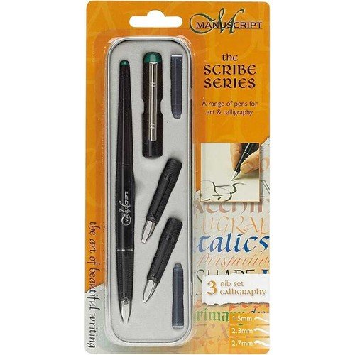 Manuscript Scribe Kaligrafi Dolma Kalem Seti Sol El Yan Kesik + 2 Yedek Uç