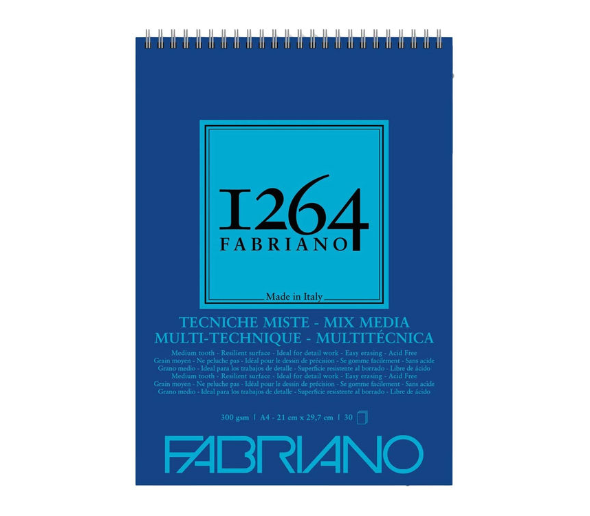 Fabriano 1264 Mix Media Çok Amaçlı Defter 300 gr A3 30 yp Üstten Spiralli