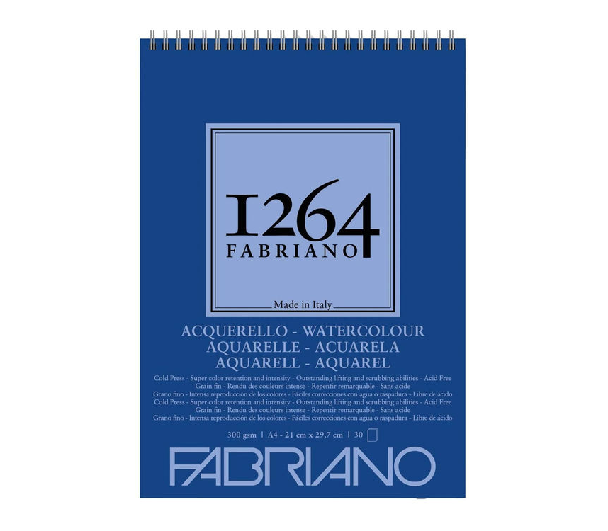 Fabriano 1264 Watercolour Suluboya Defteri 300 gr A3 30 yp Üstten Spirali