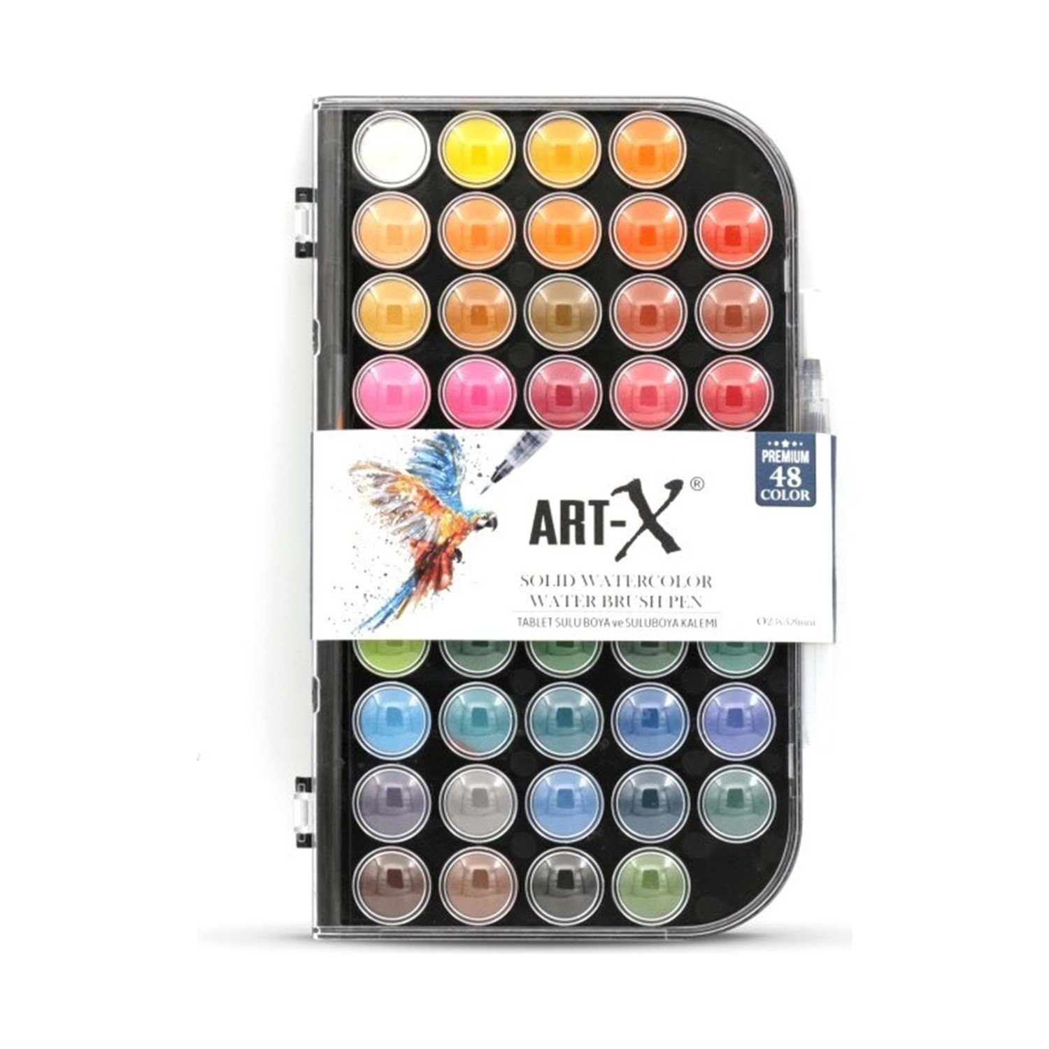 Rich Art-X 48 Renk Premium Tablet Suluboya Seti - Su Hazneli Fırça