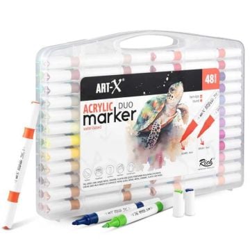 Rich Art-X Acrylic Duo Marker Çift Uçlu Su Bazlı Boyama Kalemi 48 Renk Set