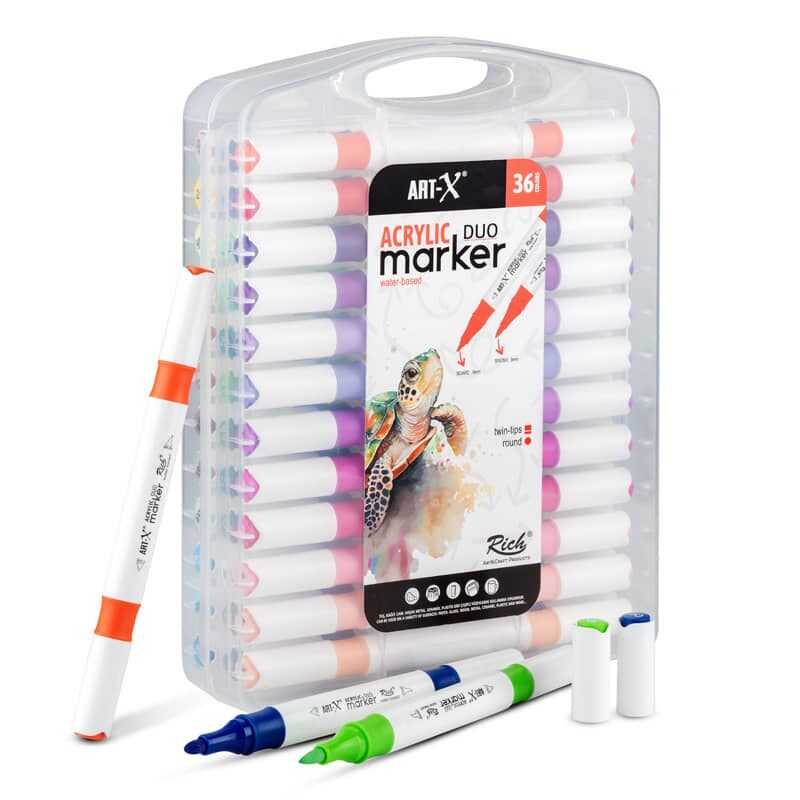 Rich Art-X Acrylic Duo Marker Çift Uçlu Su Bazlı Boyama Kalemi 36 Renk Set