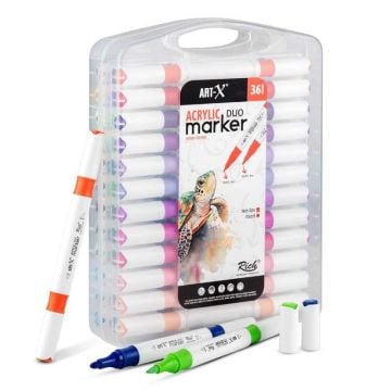 Rich Art-X Acrylic Duo Marker Çift Uçlu Su Bazlı Boyama Kalemi 36 Renk Set