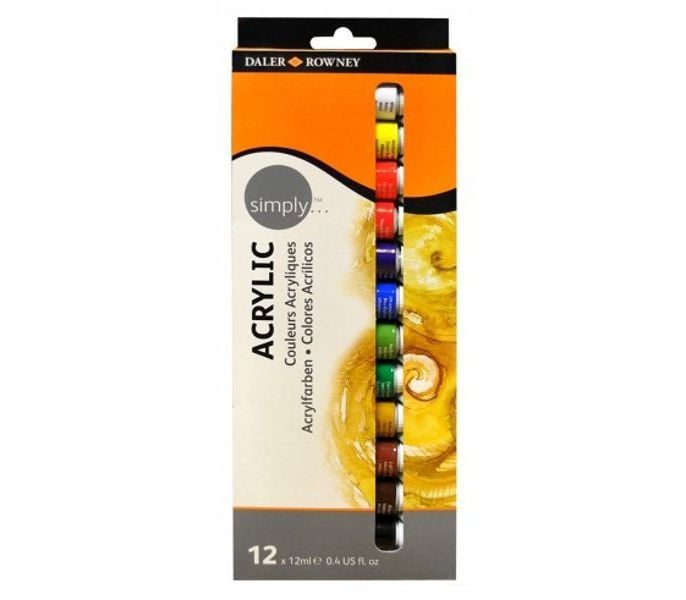 Daler-Rowney Simply Akrilik Boya 12 Renk x 12 ml.