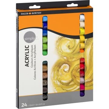 Daler-Rowney Simply Akrilik Boya 24 Renk x 12 ml.