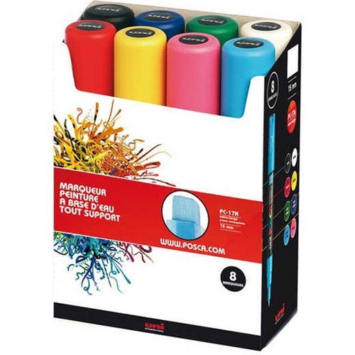 Uni Posca PC-17K Su Bazlı Boyama Markörü Seti Ana Renkler 8 Renk