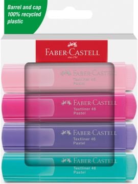 Faber Castell Textliner 46 Fosforlu Kalem 4'lü Pastel Renkler Seti