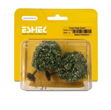 Eshel Maket Yeşil Renkli Dağ Çamı 2'li Set 8 cm