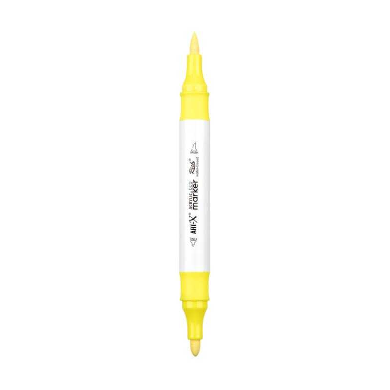 Rich Art-X Acrylic Duo Marker Çift Uçlu Su Bazlı Boyama Kalemi No:63 Neon Sarı