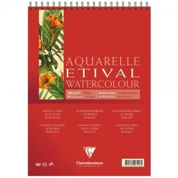Clairefontaine Etival Classic 300gr Spiralli Sulu Boya Blok 30 Sayfa A3
