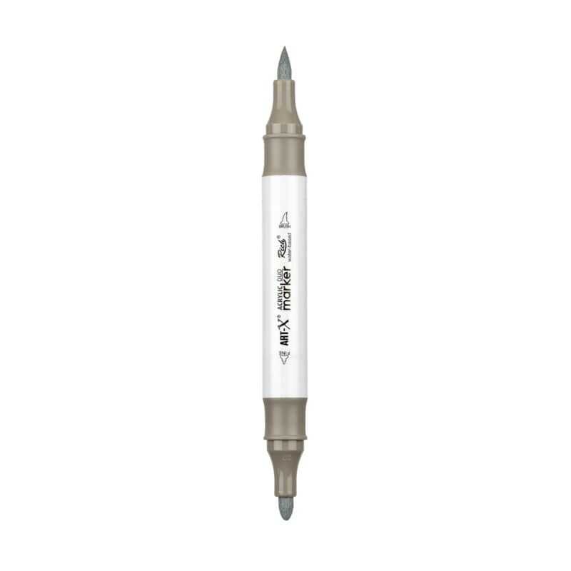 Rich Art-X Acrylic Duo Marker Çift Uçlu Su Bazlı Boyama Kalemi No:130 Taş Gri