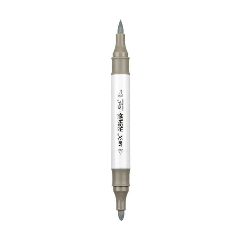 Rich Art-X Acrylic Duo Marker Çift Uçlu Su Bazlı Boyama Kalemi No:130 Taş Gri