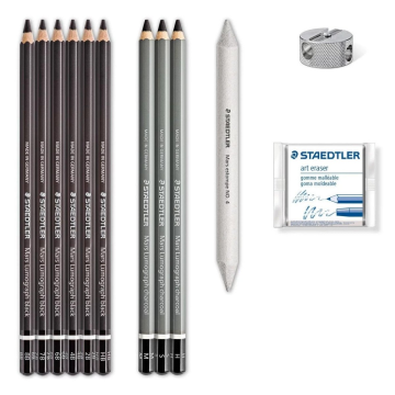 Staedtler Mars Lumograph Charcoal Füzen Çizim Seti 12'li