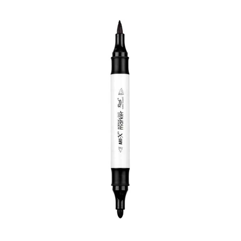 Rich Art-X Acrylic Duo Marker Çift Uçlu Su Bazlı Boyama Kalemi No:10 Siyah