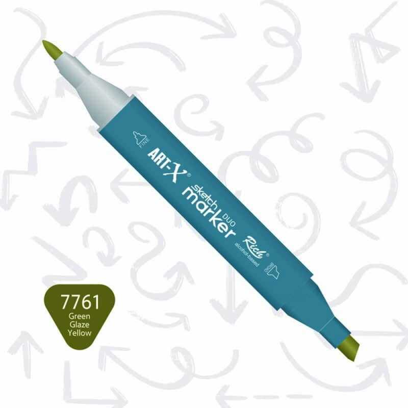 Rich Art-X Sketch Marker Duo Çift Uçlu Marker Kalem 7761 Green Glaze Yellow