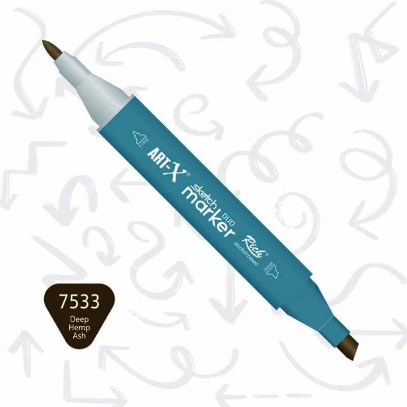 Rich Art-X Sketch Marker Duo Çift Uçlu Marker Kalem 7533 Deep Hemp Ash
