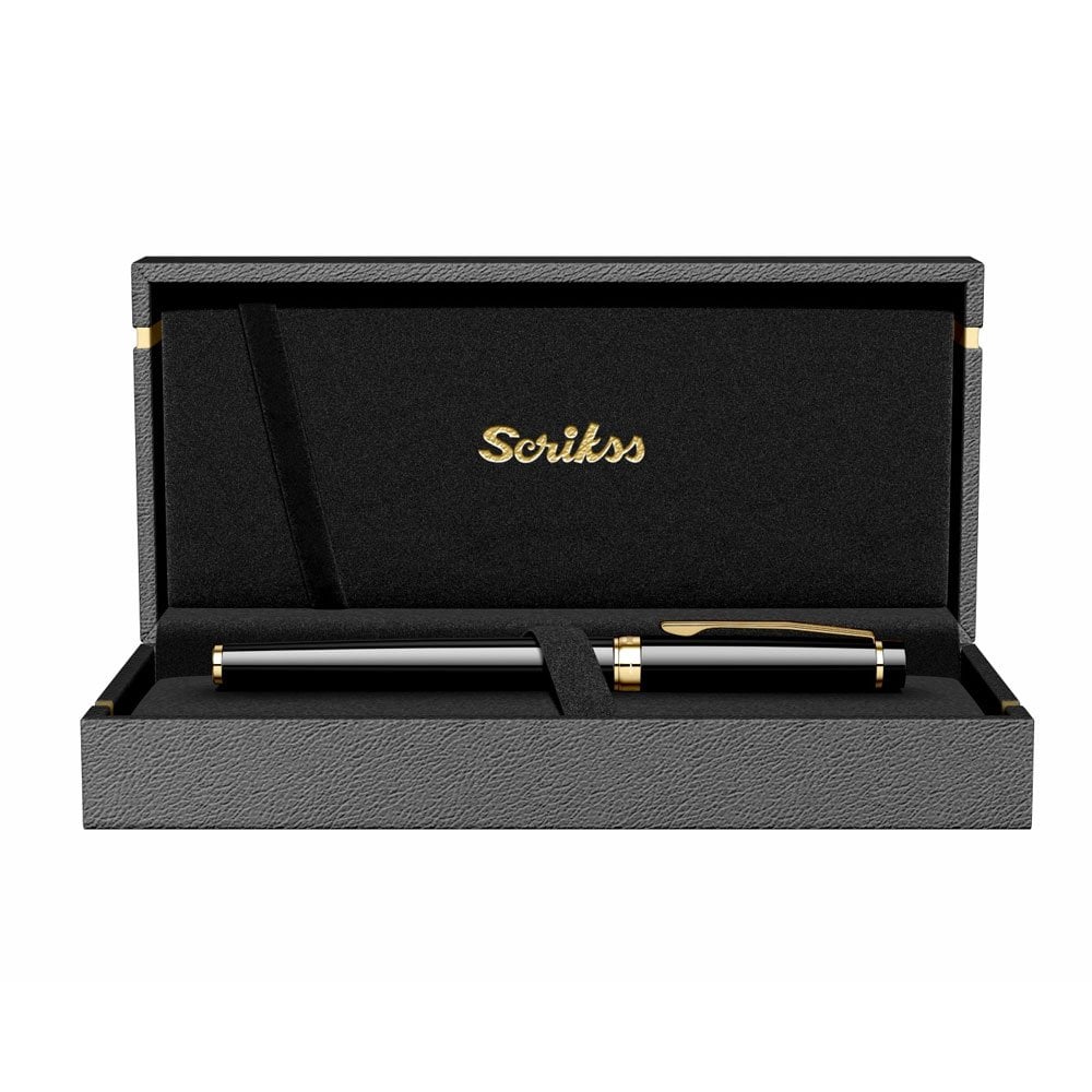 Scrikss 38 Dolma Kalem Siyah Altın Lüks Kutuda